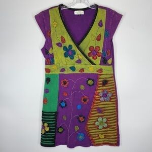 The Collection Royal Pull Over Boho Hippie Patchwork Dress Medium